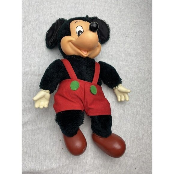 Vintage Applause Walt Disney Mickey Mouse Plastic Face Stuffed Toy 12" Hard Feet - Picture 1 of 9
